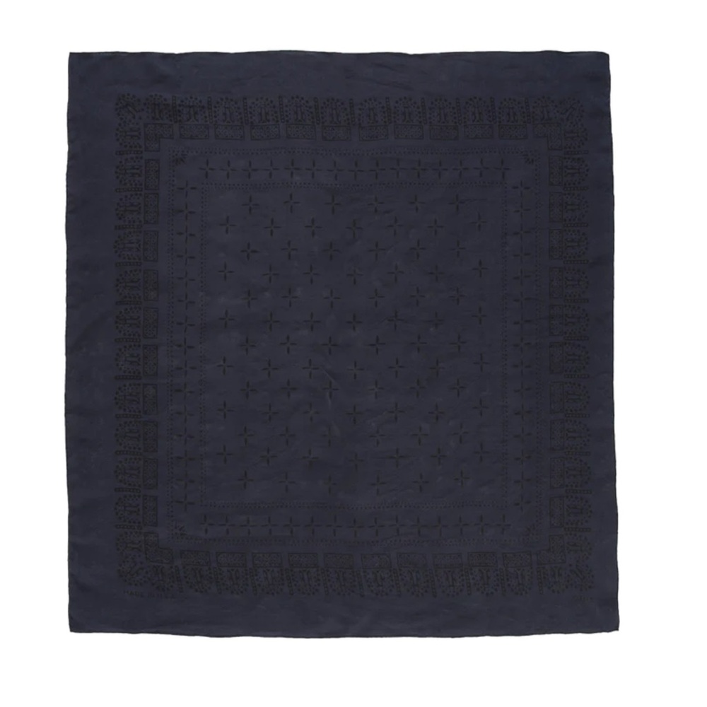 Ozma 1930s Pacific Washed Navy 100% Regen Silk Bandana